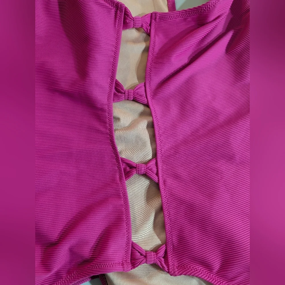 **J.Crew One-Piece Cutout Swimsuit Colorblock Pink & Peach | Size 22 | NWT
